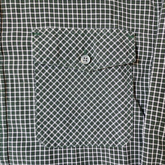 Banana Republic Green Mini Check Gingham Long Sleeve Button Down Shirt Size L - Picture 4 of 15